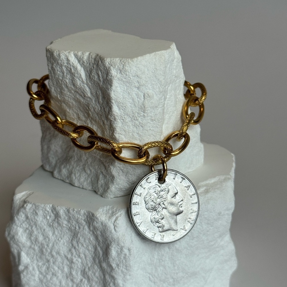 Handmade vintage Italian real coin bracelet